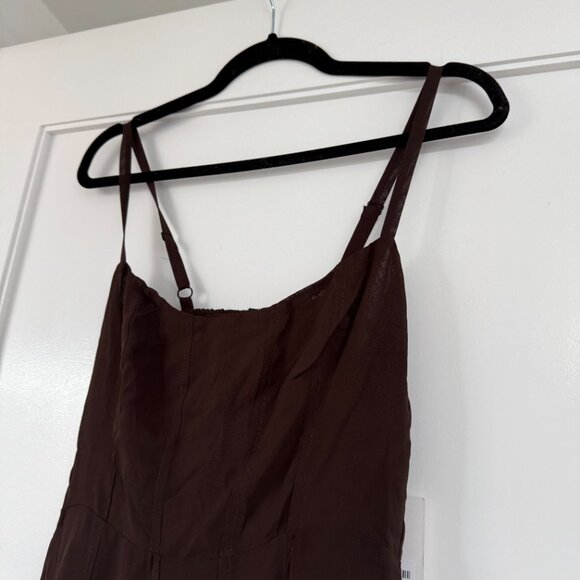 NWT Reformation Eridania Maxi Dress In Mole Brown Sz 4 Thigh High Side Slit - Picture 5 of 10